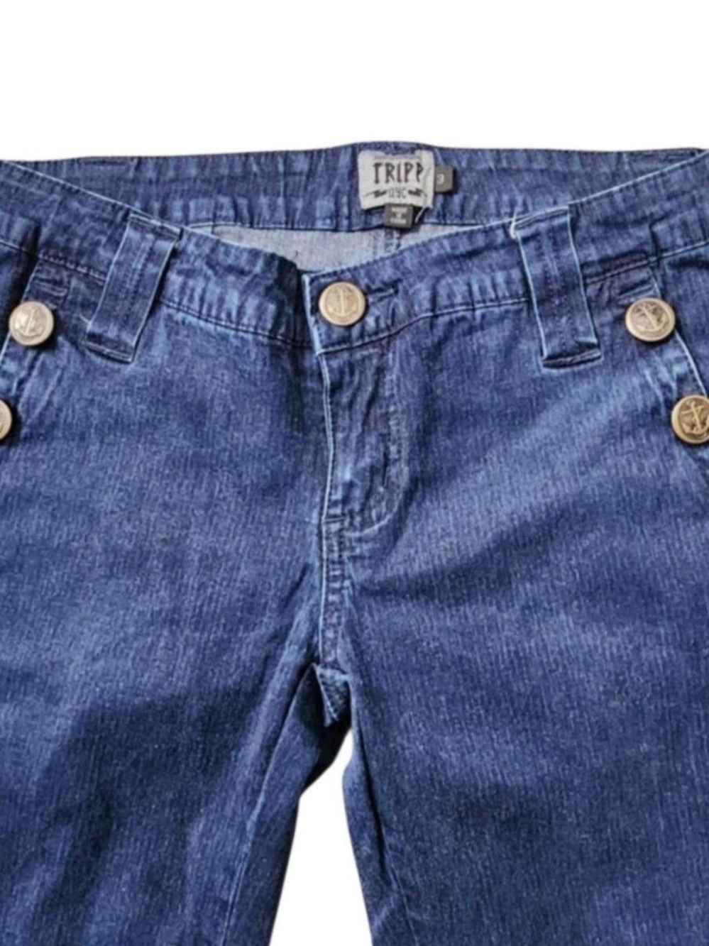 Tripp NYC Navy Blue Denim Jeans with Anchor Button Size 3